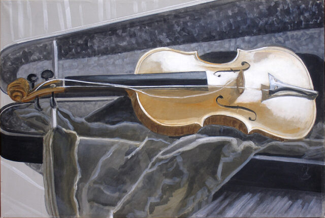 -VERKAUFT -Verstummte Geige | 50 x 75 cm | Acryl auf Leinwand