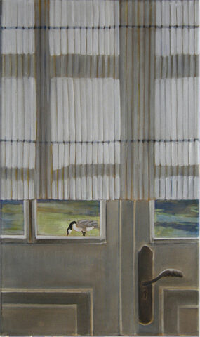 - VERKAUFT - Ausblick mit Gans, Schloss Dyck | 60 x 35 cm | Acryl auf Leinwand