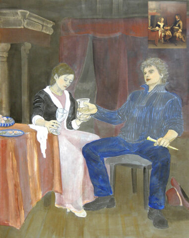 Bildzitat: Militärischer Freier nach Gerard ter Borch | 70 x 55 cm | Acryl auf Leinwand