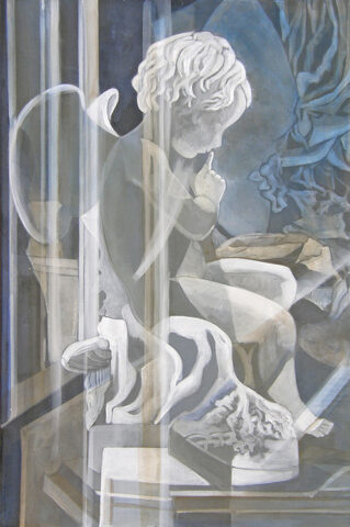 Vitrine mit Amor, Louvre | 75 x 50 cm | Acryl auf Leinwand