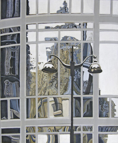 - VERKAUFT- Laterne und Spiegelung, Paris | 115 x 95 cm | Acryl auf Leinwand