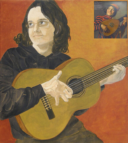 Bildzitat nach F.Hals: Der Spaßmacher mit der Laute | 60 x 55 cm | Acryl auf Leinwand