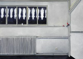 Akademie-Interieur mit Becher | 80 x 110 cm | Acryl auf Leinwand