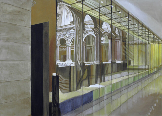 - VERKAUFT -Spiegelung, Musée Cantonal, Lausanne | 70 x 95 cm | Acryl auf Leinwand