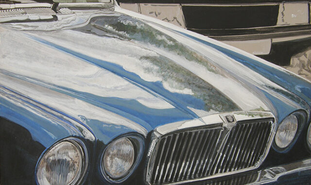 Jaguar mit Wolken | 75 x 125 cm | Acryl auf Leinwand