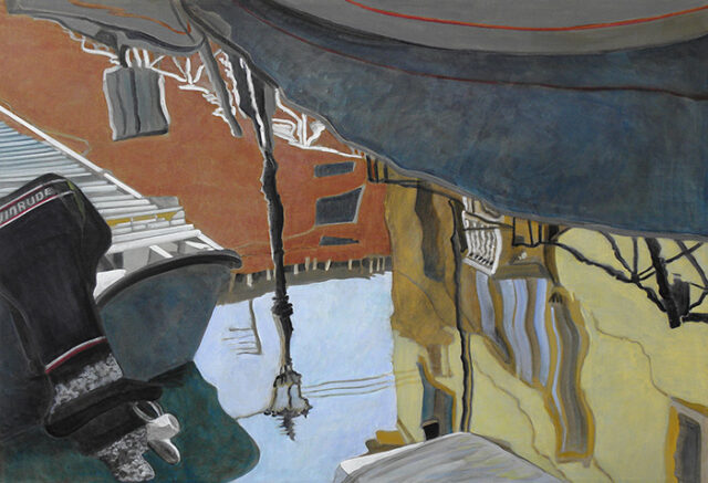 Spiegelung mit Laterne, Venedig | 70 x 100 cm | Acryl auf Leinwand