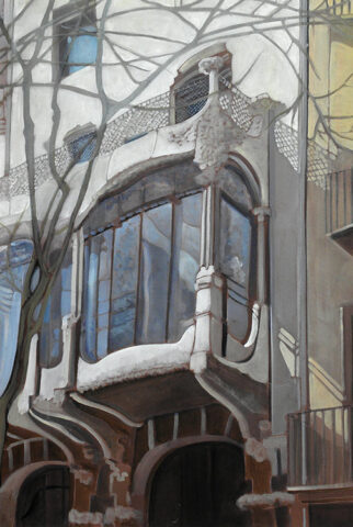 - VERKAUFT - Fassade, Girona | 75 x 50 cm | Acryl auf Leinwand