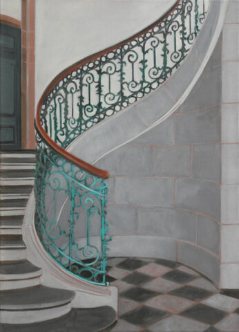 - VERKAUFT - Gewendelte Treppe in Schloss Benrath | 70 x 50 cm | Acryl auf Leinwand