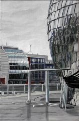 - VERKAUFT - Medienhafen mit Hyatt - Ei | 60 x 40 cm | Acryl auf Leinwand