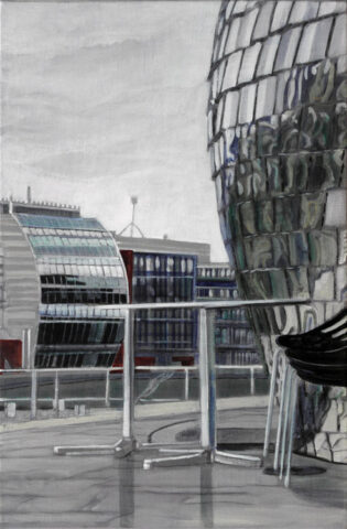 - VERKAUFT - Medienhafen mit Hyatt - Ei | 60 x 40 cm | Acryl auf Leinwand