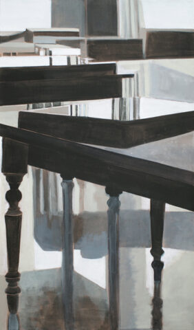 - VERKAUFT - Vitrinen und Spiegelung | 95 x 55 cm | Acryl auf Leinwand