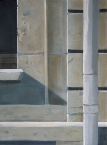 - VERKAUFT - Fassadendetail mit Schatten und Fallrohr | 60 x 45 cm | Acryl auf Leinwand