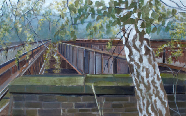 - VERKAUFT - Die Yorckbrücken am Gleisdreieck, Berlin | 50 x 80 cm | Acryl auf Leinwand