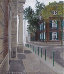 Max-Kirche und Palais Nesselrode, Düsseldorf | 35 x 30 cm | Acryl auf Leinwand