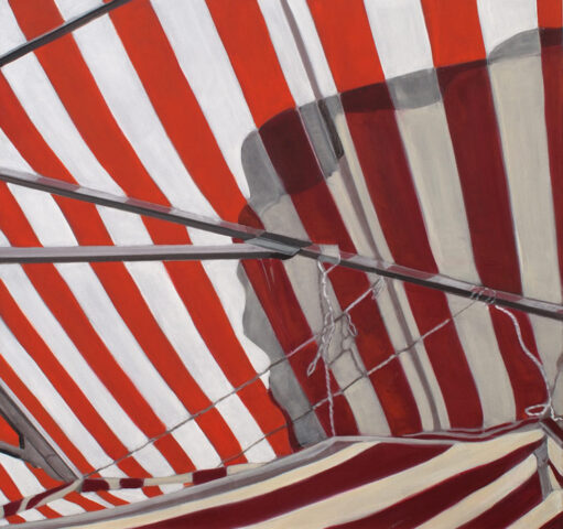 Sonnendach mit Streifen | 75 x 80 cm | Acryl auf Leinwand