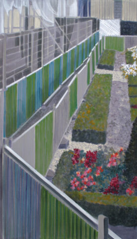 Baustelle und Garten, Hotel de Sens, Paris | 95 x 55 cm | Acryl auf Leinwand