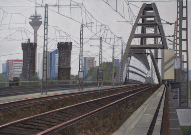 Eisenbahnbrücke Düsseldorf-Hamm | 70 x 100 cm | Acryl auf Leinwand