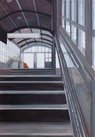 Spiegelung und Treppe, S-Bahnhof Berlin-Dahlem | 80 x 55 cm | Acryl auf Leinwand