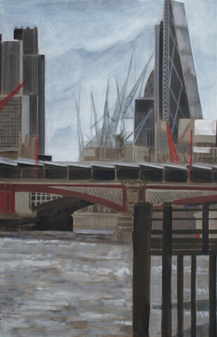 - VERKAUFT - London City mit "the Cheese grater" | 70 x 45 cm | Acryl auf Leinwand