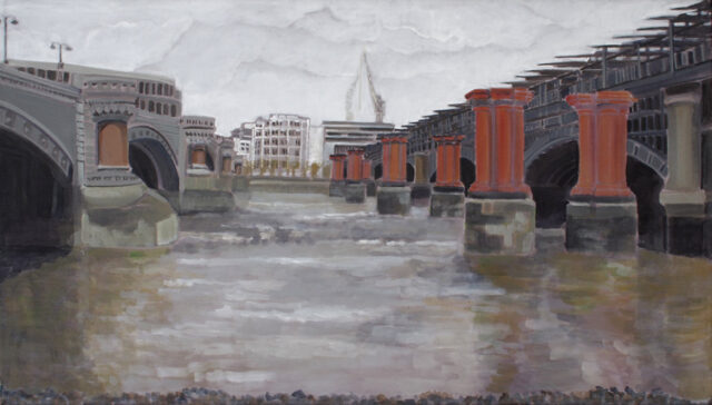 - VERKAUFT - Themse mit Blackfriar Bridge | 45 x 80 cm | Acryl auf Leinwand