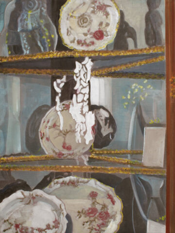 Vitrine und Spiegelung, Hetjensmuseum | 60 x 45 cm | Acryl auf Leinwand