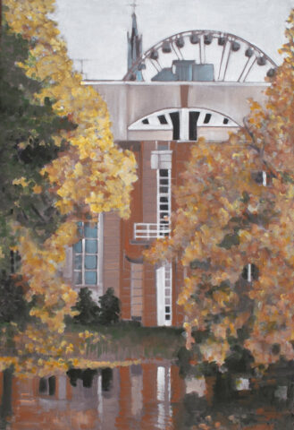 Stadtmuseum mit Riesenrad | 65 x 45 cm | Acryl auf Leinwand