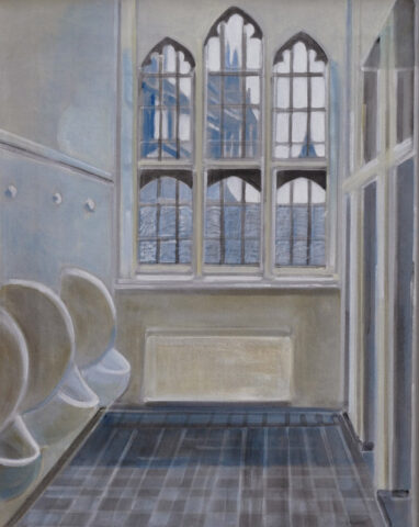 - VERKAUFT - Herrentoilette, gotisch, Cambridge | 50 x 40 cm | Acryl auf Leinwand