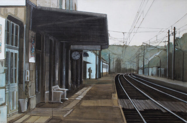 - VERKAUFT - Alter Bahnhof | 80 x 120 cm | Acryl auf Leinwand