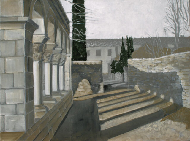 Klostergarten von Cuxa mit Schatten | 45 x 60 cm | Acryl auf Leinwand