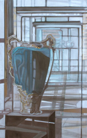 Vitrine mit Henkelvase, Museum Zons | 80 x 50 cm | Acryl auf Leinwand