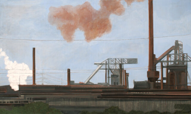 Industriewolken, 2 farbig, DU | 65 x 110 cm | Acryl auf Leinwand