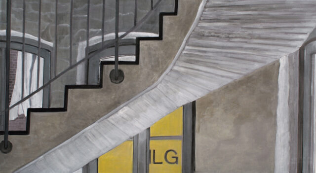 Unter der Treppe, Museum f. Binnenschifffahrt, DU | 60 x 110 cm | Acryl auf Leinwand