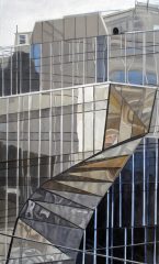 Spiegelung im Edificio Gaz Natural, Barcelona | 90 x 55 cm | Acryl auf Leinwand